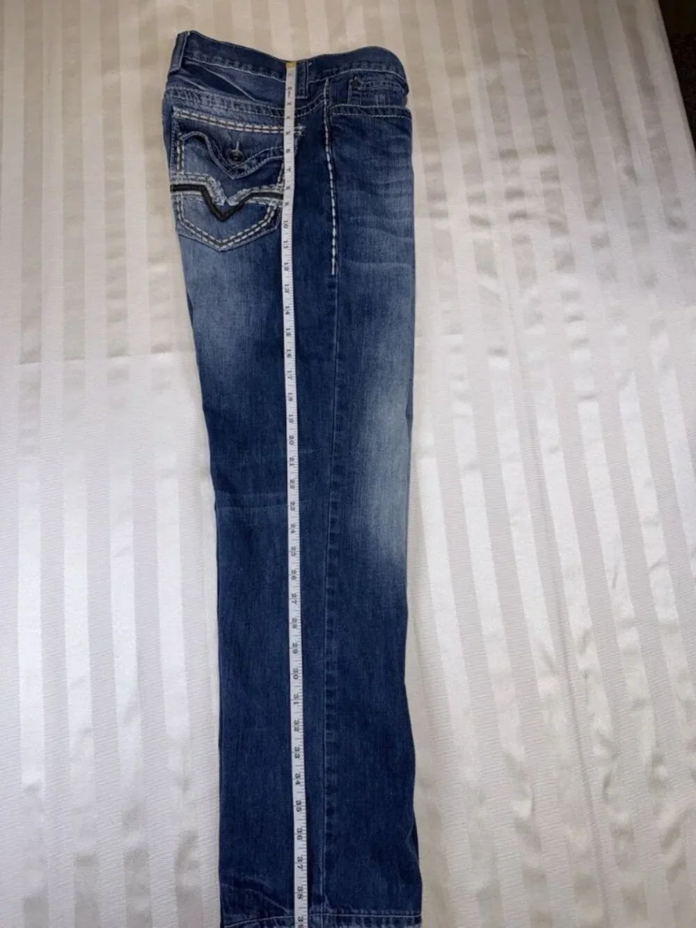 Helix Jeans Mens 29X30 Straight Leg Embroidered Y2K Cotton Grunge Goth Logo Flap